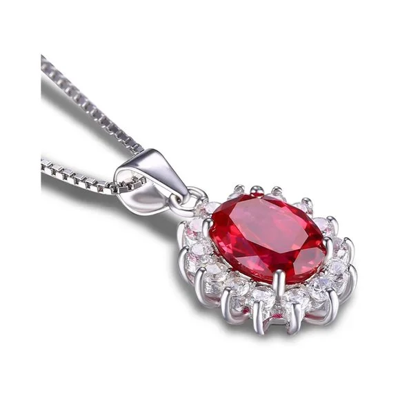 ❤️ 2.6ct Ruby Necklace - 925 Sterling Silver - Picture 5 of 10
